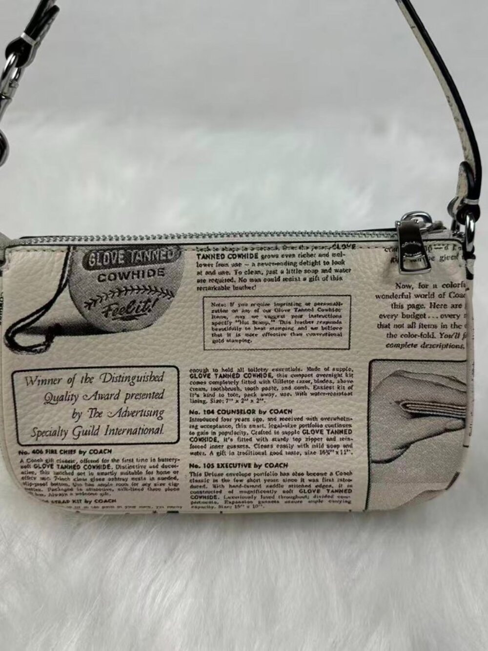Coach Nolita 19 With Newspaper Print Wristlet Shoulder Bag Leather Chalk CDC27 - Picture 3 of 7